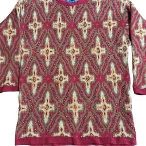 Vintage Cambridge Dry Goods Heavy Knit Sweater | Wood Bead | Southwest